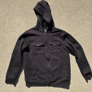 Urban Pipeline Teen Boys Zip Up Hooded Sherpa Lined Jacket Black L Large 14/16